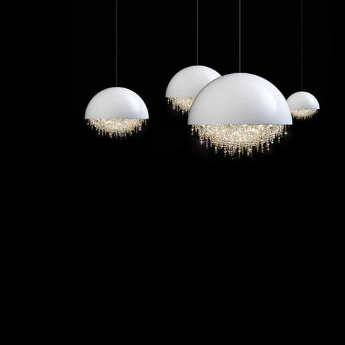 suspension moderne en métal et cristal design unique pour éclairage intérieur - vue 2 sur 18