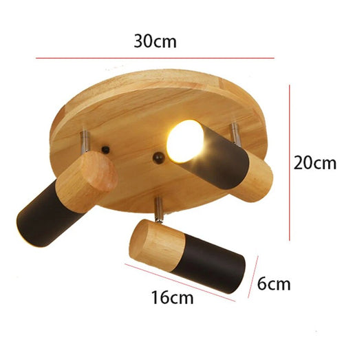 Plafonnier LED en bois au design nordique moderne - vue 5 sur 9