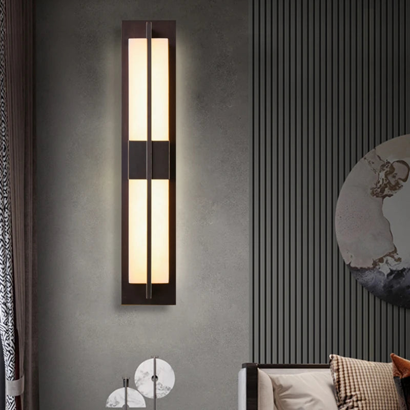 applique murale led en cuivre avec bande de marbre espagnole - vue 3 sur 12