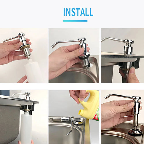 distributeur de savon inox rechargeable pour cuisine - vue 11 sur 14