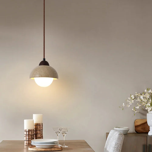 lustre suspendu vintage en pierre naturelle avec led - vue 6 sur 6