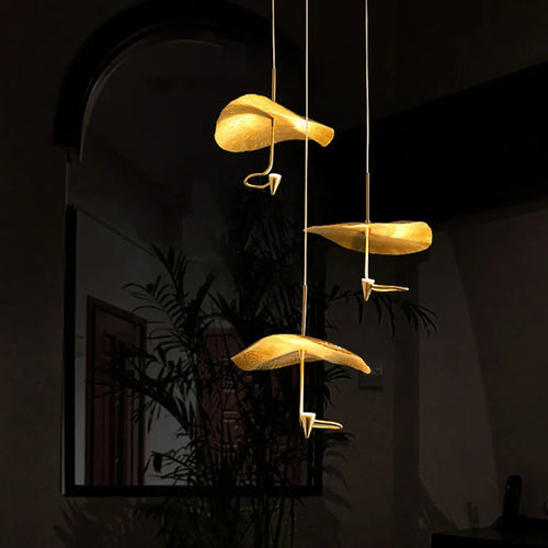 lustre art déco led en cuivre avec fil réglable - vue 2 sur 10