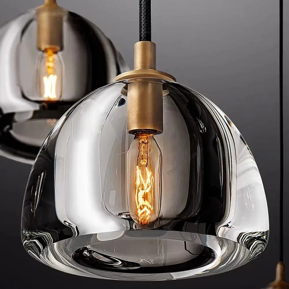 lustre rétro américain en laiton et cristal pour un éclairage élégant - vue 6 sur 20