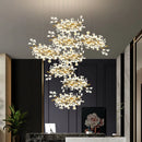 Ginkgo feuille cage d'escalier long lustre lumière atmosphérique villa de luxe duplex bâtiment loft hall d'hôtel lampes d'art créatives
