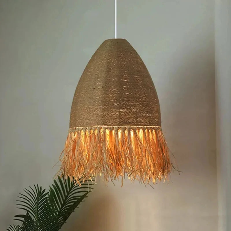 suspension en rotin rétro style wabi sabi pour décoration intérieure - vue 2 sur 11