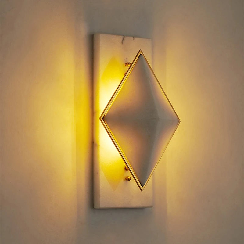 applique murale losange en marbre style célébrité led moderne - vue 7 sur 18