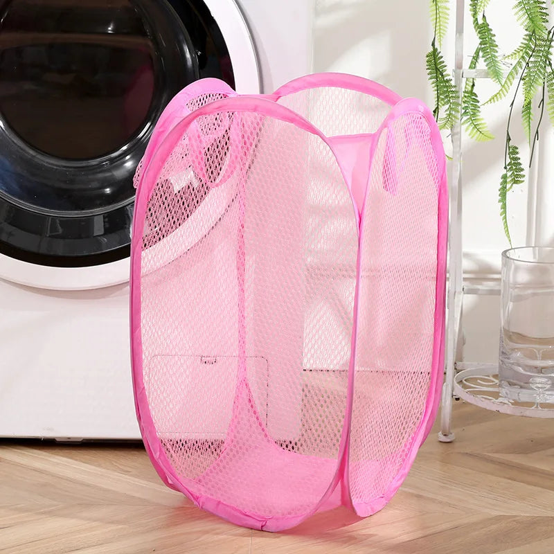 panier pliable pour tri de linge sale en maille - vue 7 sur 8