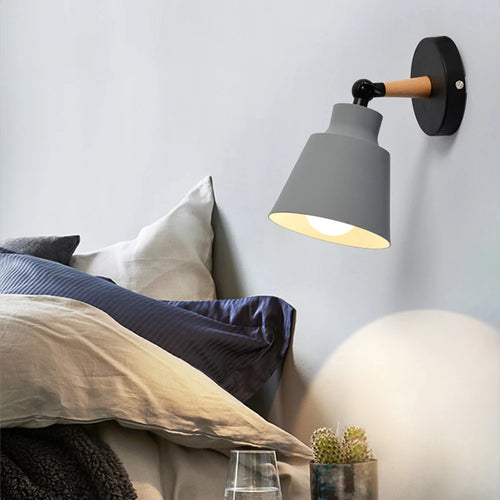 Lampe de chevet nordique applique murale en bois moderne E27 tête de direction applique murale pour chambre salon maison éclairage intérieur LED - vue 2 sur 18