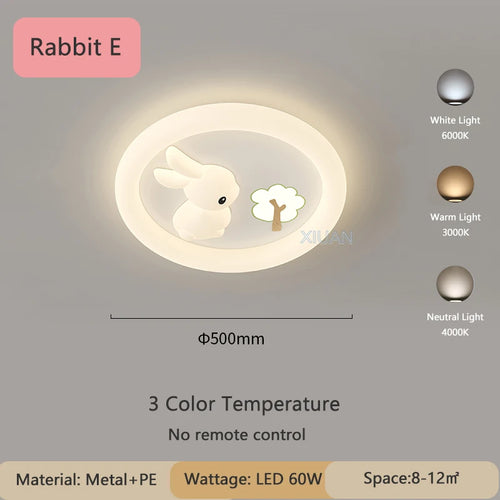 Creative Children's Room Ceiling Lamps Carrot Cloud Rabbit Ceiling Light Nursery Room School Baby Girl Bedroom Chandelier AC220V - vue 8 sur 15
