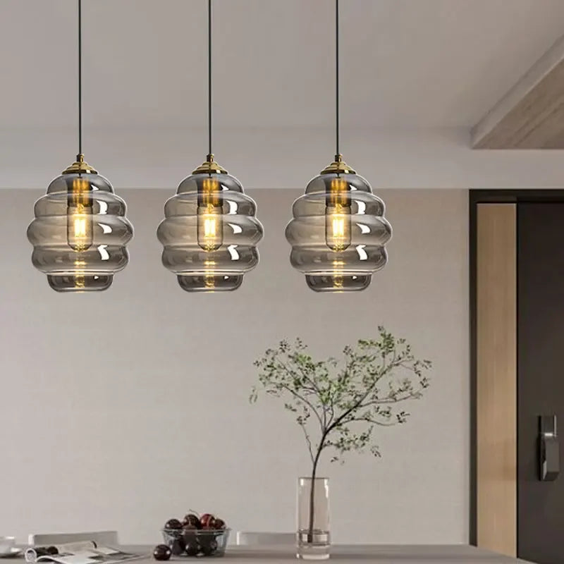 lustre moderne en verre pour cuisine et restaurant - vue 3 sur 15