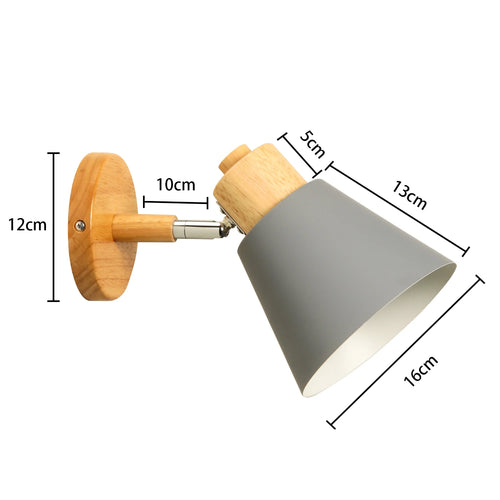 Lampe de chevet nordique applique murale en bois moderne E27 tête de direction applique murale pour chambre salon maison éclairage intérieur LED - vue 18 sur 18