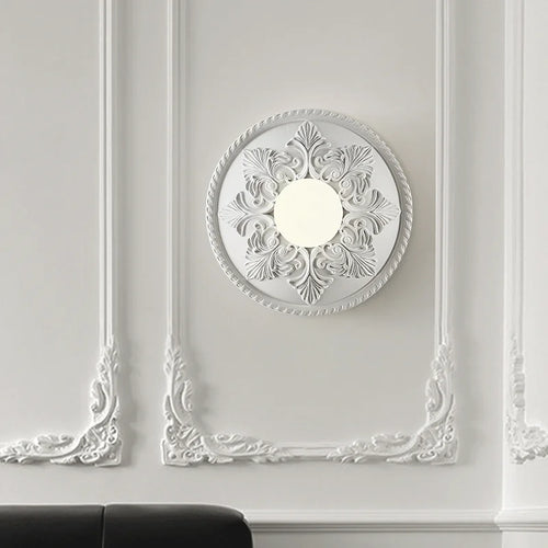 applique murale ronde rétro en verre blanc haut de gamme - vue 5 sur 8
