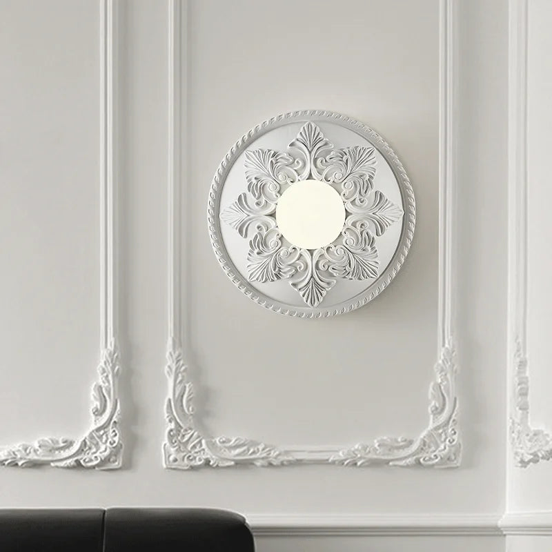 applique murale ronde rétro en verre blanc haut de gamme - vue 4 sur 8