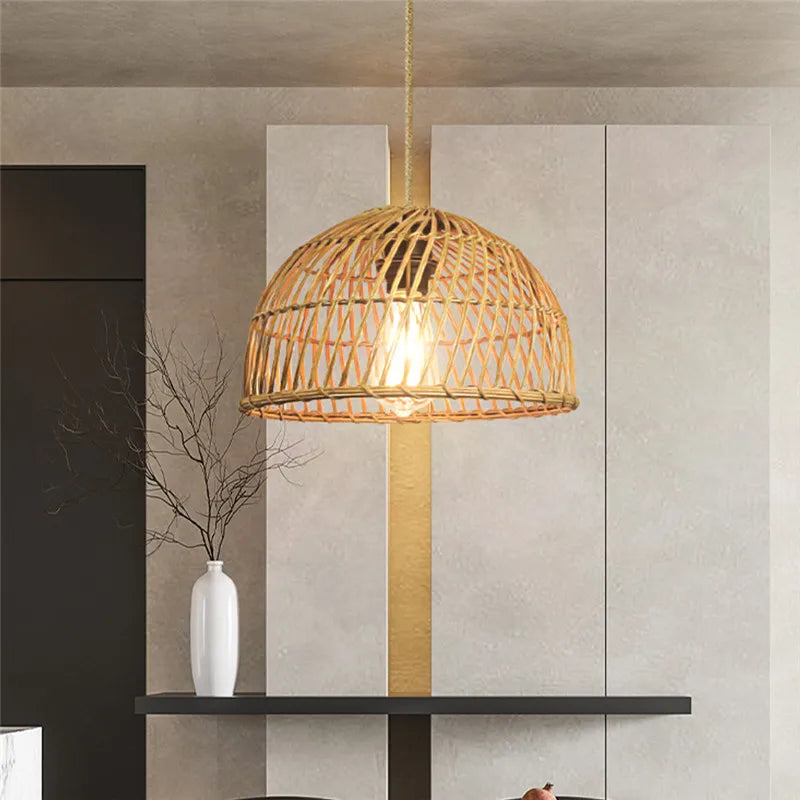 lustre en rotin tissé à la main avec led pour intérieur - vue 6 sur 6