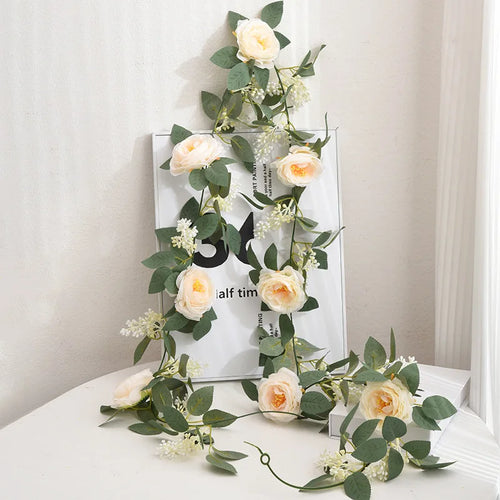 soie simulation rose fausse fleur vignes décoratives artificielles - vue 12 sur 11