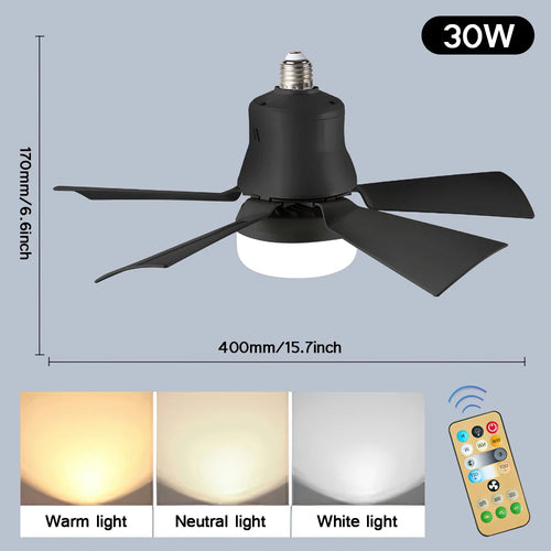 LED 30W ceiling fan light E27 with remote control for dimming, suitable for living room  study, household use Fan lamp 85-265V - vue 11 sur 10