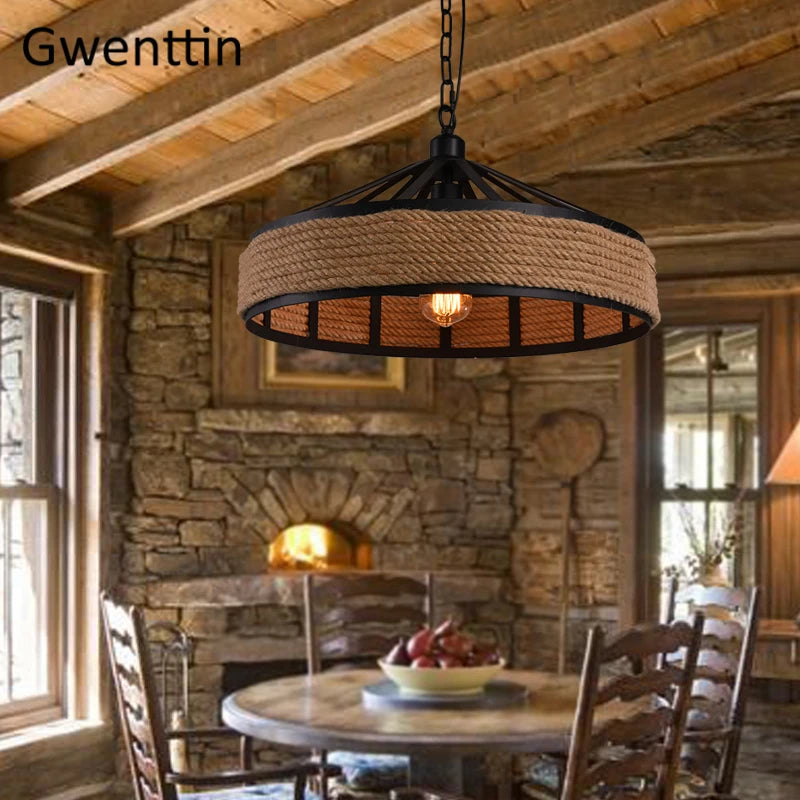 suspension rétro en corde de chanvre pour décoration intérieure - vue 2 sur 7