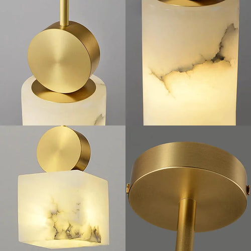 Suspension nordique en marbre et cuivre avec lumières led - vue 6 sur 10