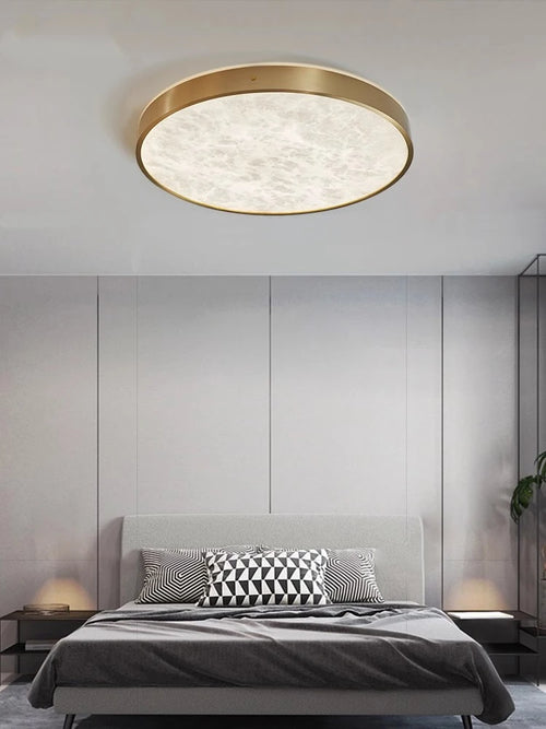 plafonnier led en marbre au design moderne en cuivre brossé - vue 3 sur 11