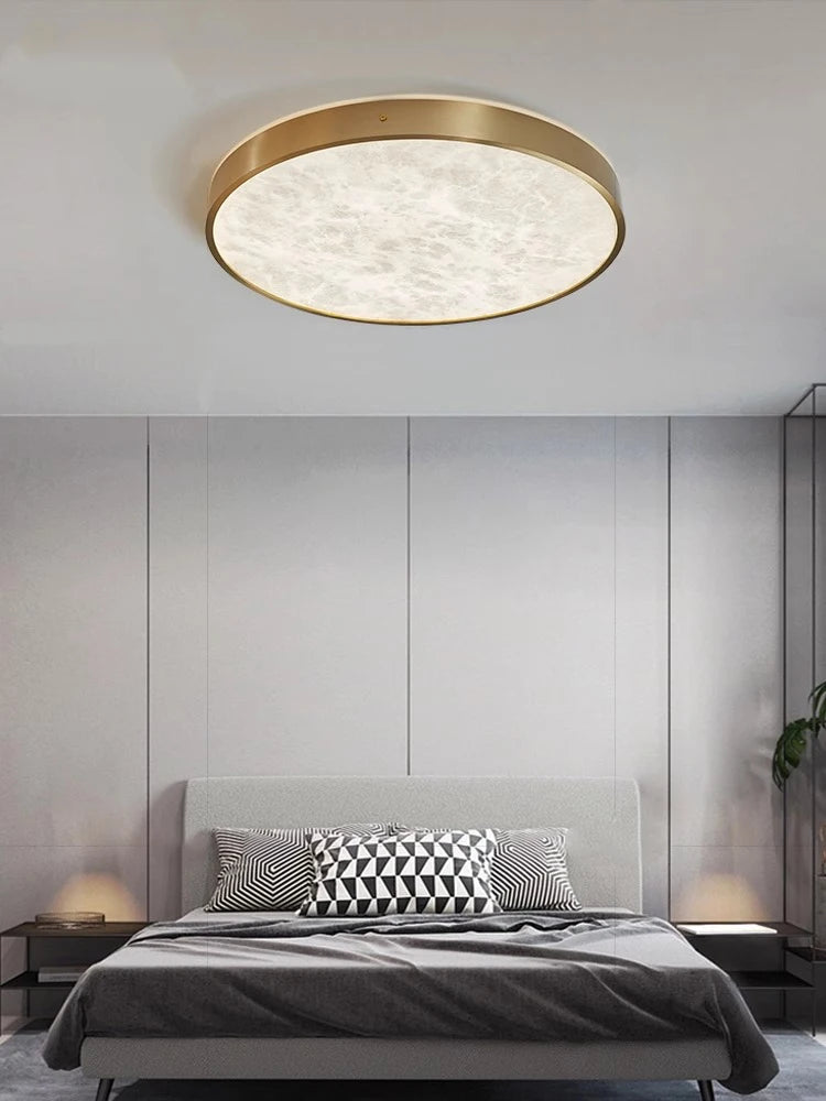 plafonnier led en marbre au design moderne en cuivre brossé - vue 3 sur 11