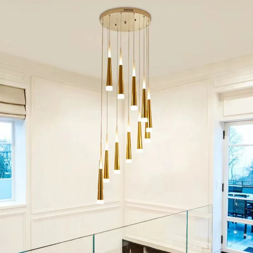 lustre led minimaliste moderne pour escalier duplex loft - vue 7 sur 17