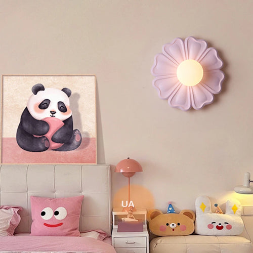 applique murale créative lampe à fleurs en résine pour enfants - vue 2 sur 11