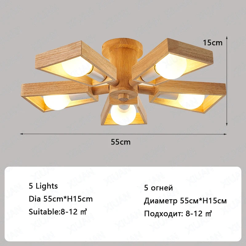 lustre suspendu en bois d'éclairage d'arbre nordique pour décoration - vue 9 sur 10