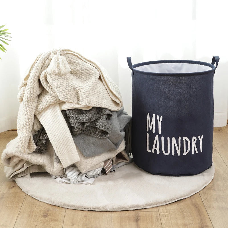 panier à linge pliable en lin et coton imperméable grande capacité - vue 3 sur 8