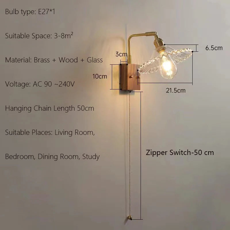 applique murale en bois vintage japonaise lampe minimaliste à led