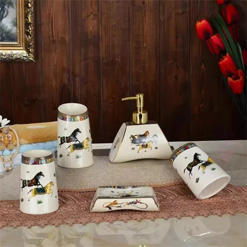 ensemble de 5 accessoires de salle de bain luxe pour mariage - vue 11 sur 20