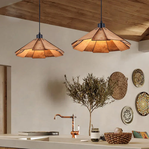 suspension en bois rétro japonais pour décoration intérieure - vue 3 sur 13