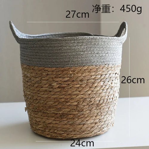panier de rangement en paille pour décoration artisanale moderne - vue 13 sur 12