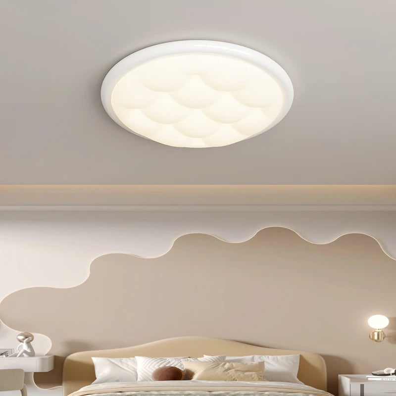 plafonnier moderne simple style crème bulle protection des yeux - vue 6 sur 12