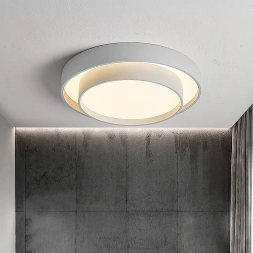 Plafonnier moderne led minimaliste blanc double rond - vue 2 sur 18