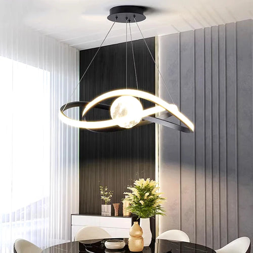 lustre nordique led lune lampe suspendue éclairage intérieur décoratif - vue 6 sur 6