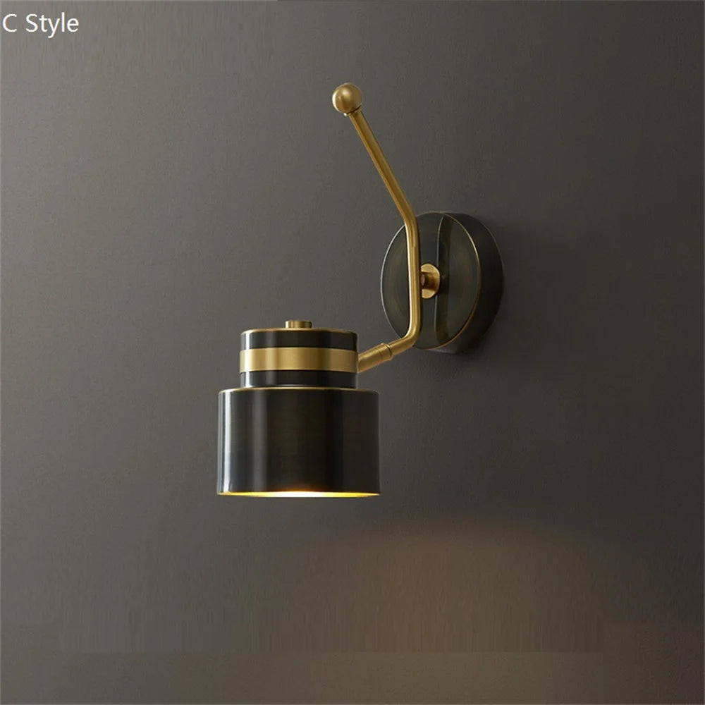 applique murale pivotante moderne avec interrupteur dorée décorative - vue 10 sur 13