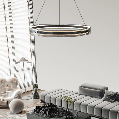 lustre circulaire en verre créatif pour un éclairage design - vue 3 sur 8
