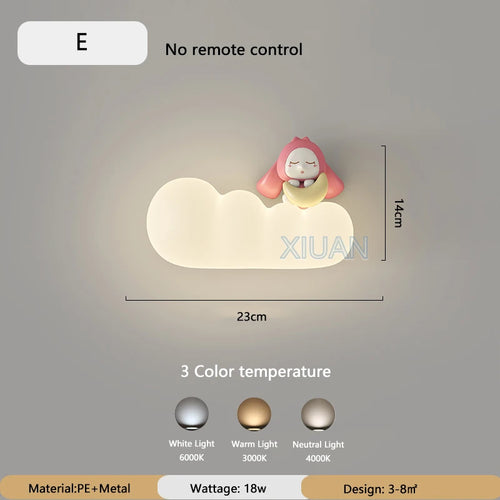 applique murale nordique led pour enfants motifs animaux lune soleil