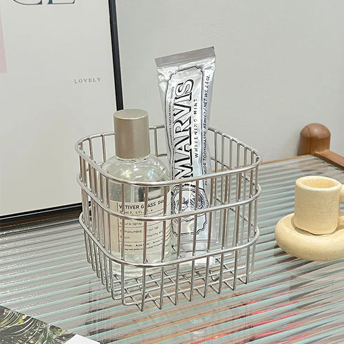 panier de rangement carré en acier inoxydable pour organiser votre intérieur - vue 3 sur 8