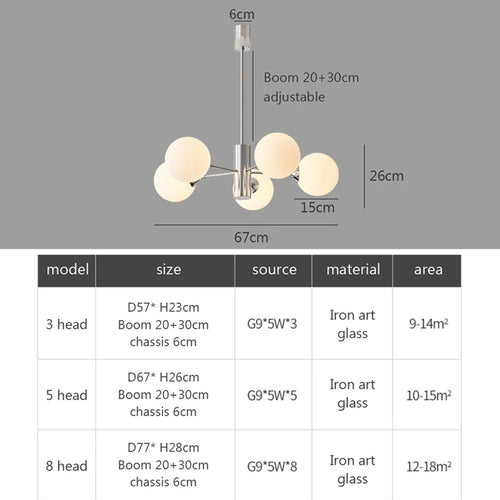 Lustre LED moderne pour chambre à coucher salle à manger lait blanc boule de verre cuisine décor à la maison - vue 5 sur 9