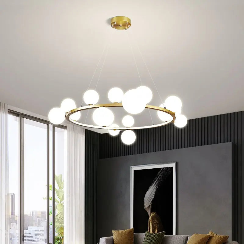 lustre en métal avec boule en verre pour décoration intérieure - vue 4 sur 25