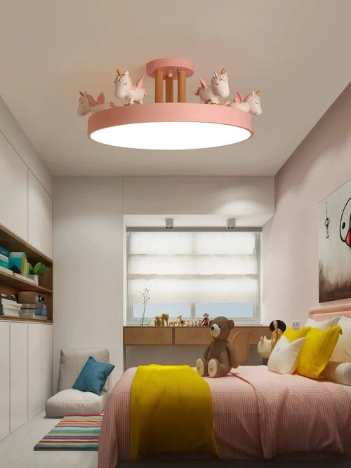 BOSSEN Scandinavian LED Children's Room Ceiling Pendant Light, Pink/Blue Unicorn for Living Room, Bedroom Home Decoration. - vue 2 sur 14