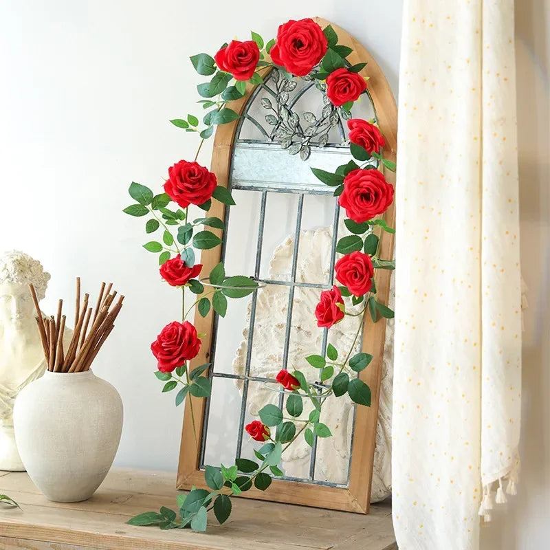 vignes de roses artificielles en soie pour décoration intérieure - vue 9 sur 12