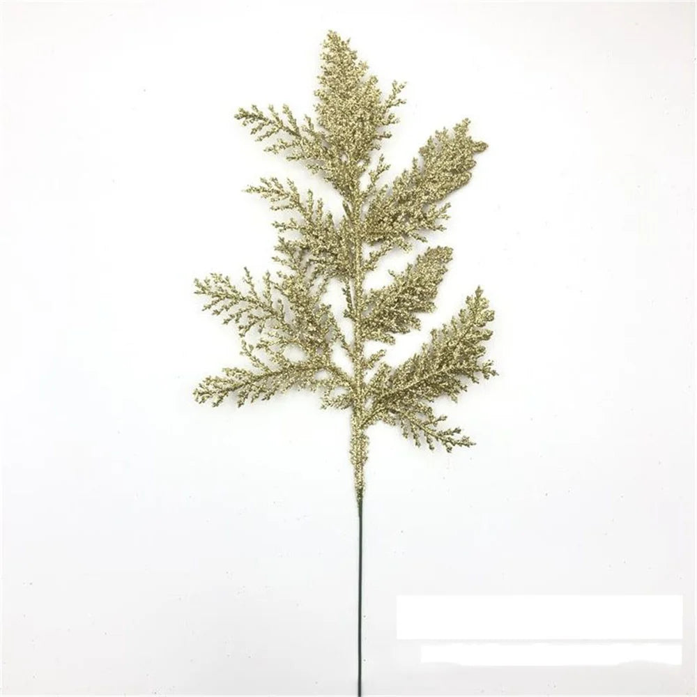 décoration de noël feuilles de pin paillettes pour bricolage couronne arbre - vue 9 sur 17