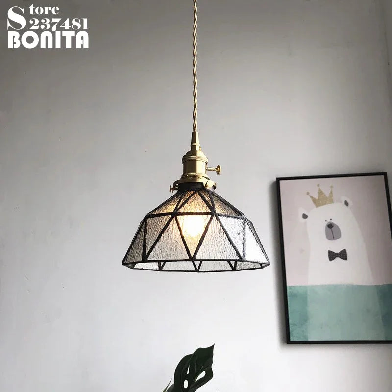 suspension en verre pur avec design ondulé en cuivre - vue 3 sur 9