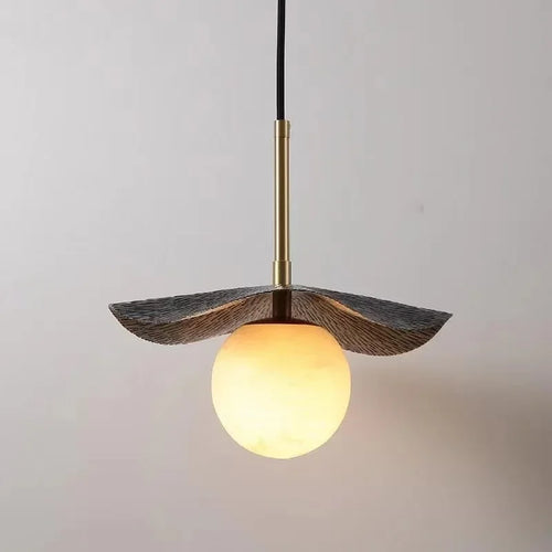suspension en cuivre avec boule en marbre naturel - vue 3 sur 7