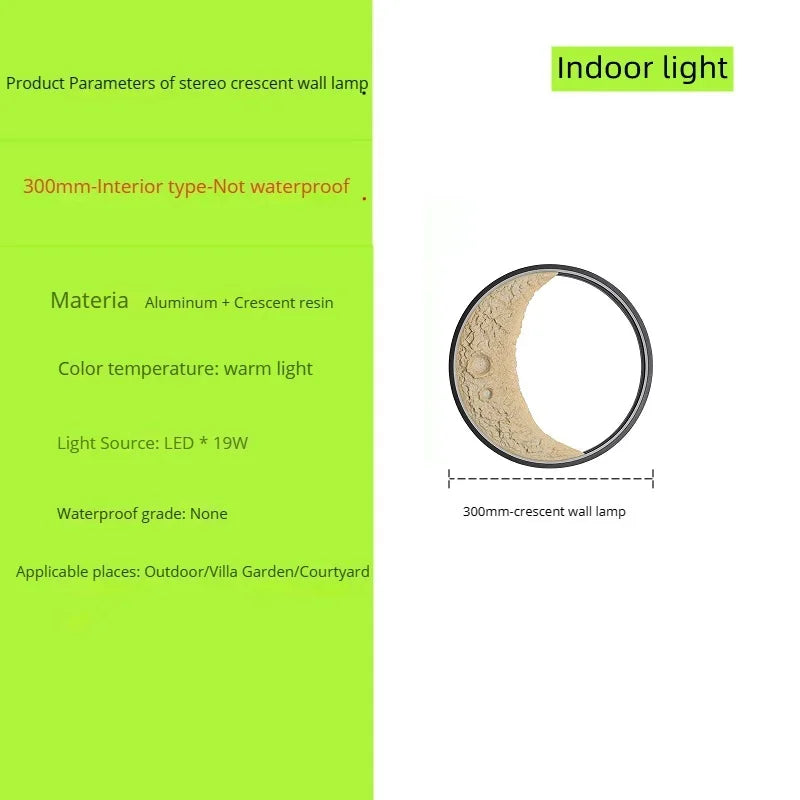 nouvelle applique murale lune led étanche moderne extérieur jardin résine - vue 14 sur 15