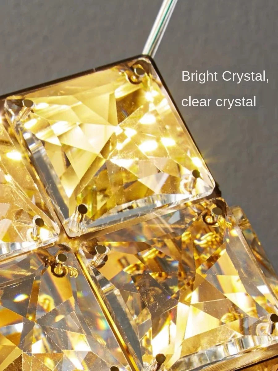 Modern Light Luxury K9 Crystal Villa Living Room Elevated loft Apartment Jumping Floor Rotating Hotel Duplex Floor Pendant Light - vue 5 sur 7