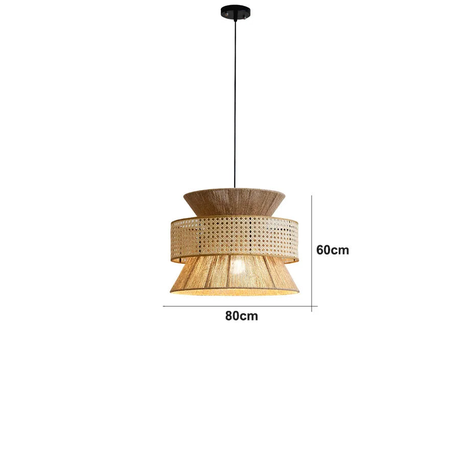 Suspension Sabi Wabi style chinois en rotin cannage - vue 17 sur 24
