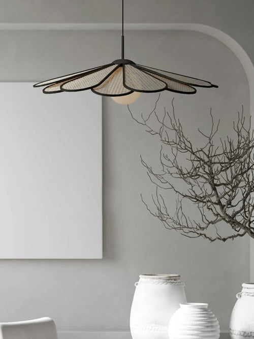 lustre créatif en rotin style japonais moderne et nordique - vue 3 sur 8